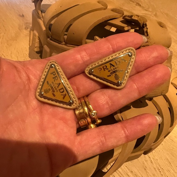 Prada Beige Triangle Logo Patches - Picture 1 of 4